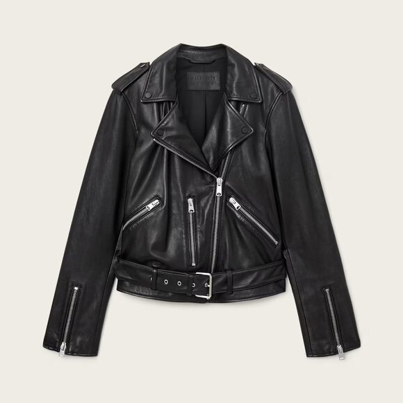 All Saints Jackets & Blazers - ALL SAINTS Black Balfern Leather Biker Jacket Size 4 - 23069